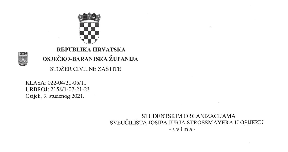 Preporuka za poštivanje epidemioloških mjera Stožera civilne zaštite Osječko-baranjske županije