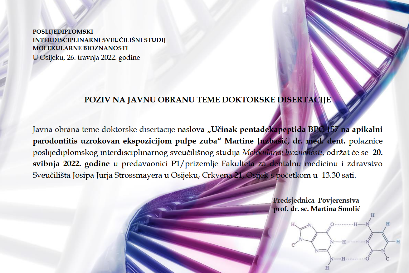 Poziv na javnu obranu teme doktorske disertacije