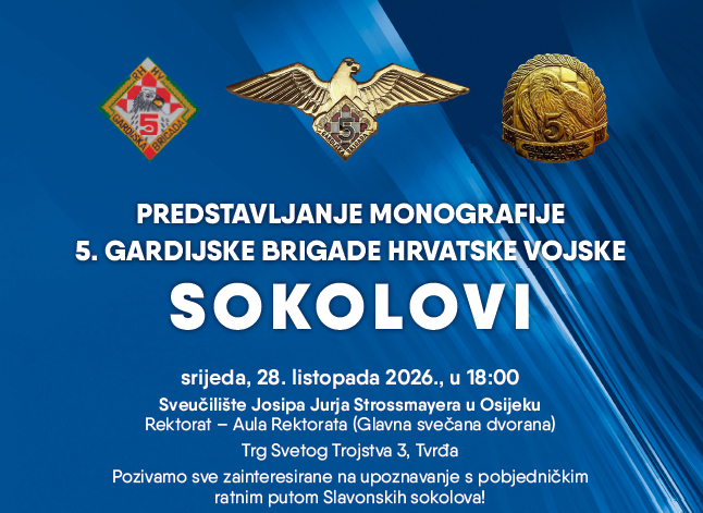 Poziv na predstavljanje monografije 5. gardijske brigade HV „Sokolovi“
